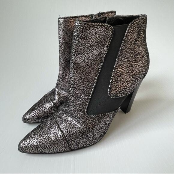 Donald Pliner Blis heeled boots booties metallic with stretch panel - Picture 2 of 12